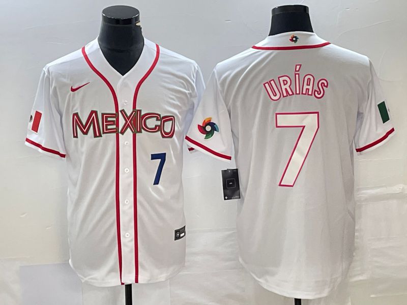 Men 2023 World Cub Mexico #7 Urias White Nike MLB Jersey9